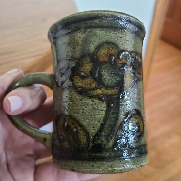 Vintage Handmade Brown Stoneware Glazed Pottery Coffee Mugs Tea Cups Eclectic - Picture 10 of 16